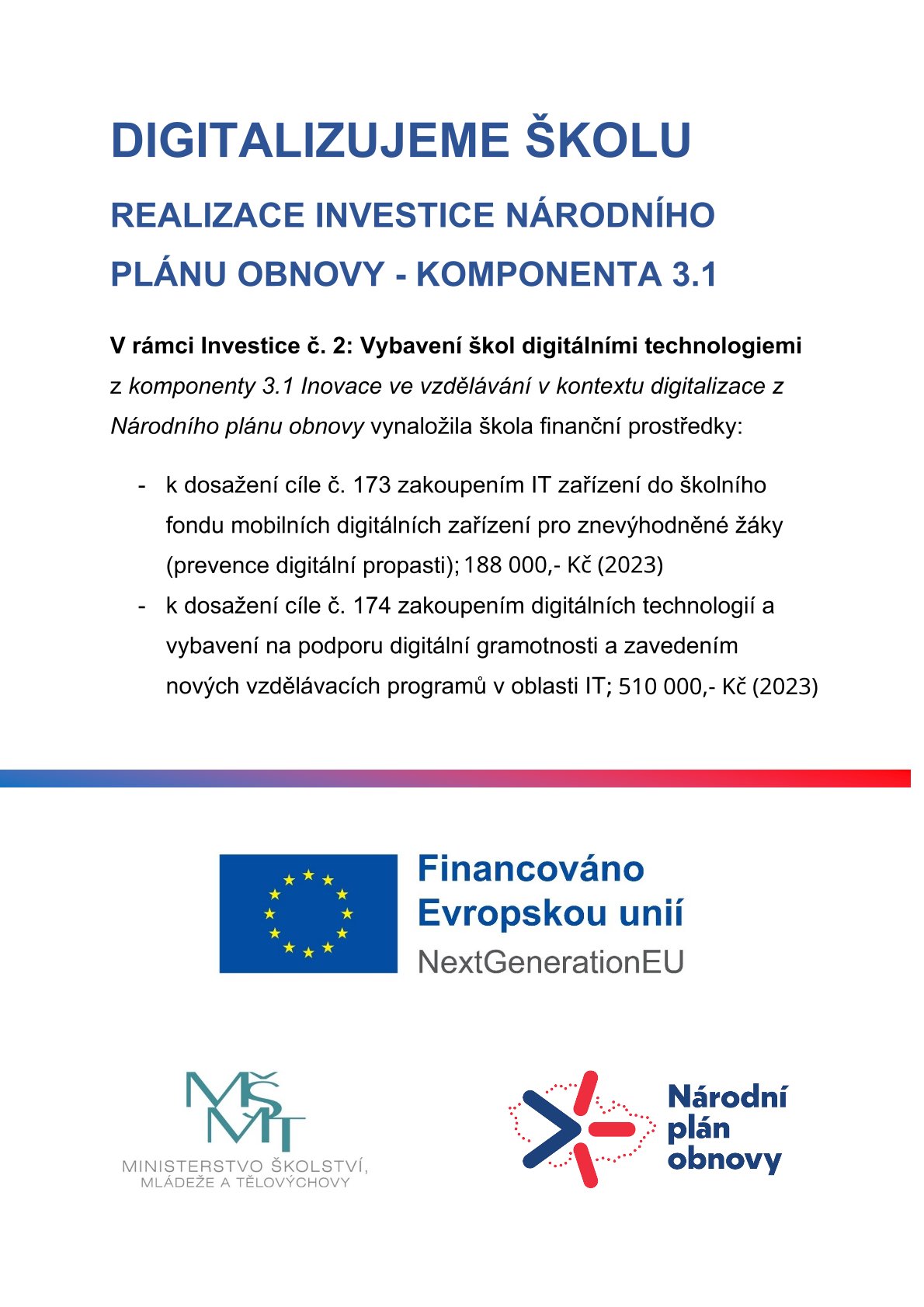 Logolink projektu Digitalizujeme školu (2023)