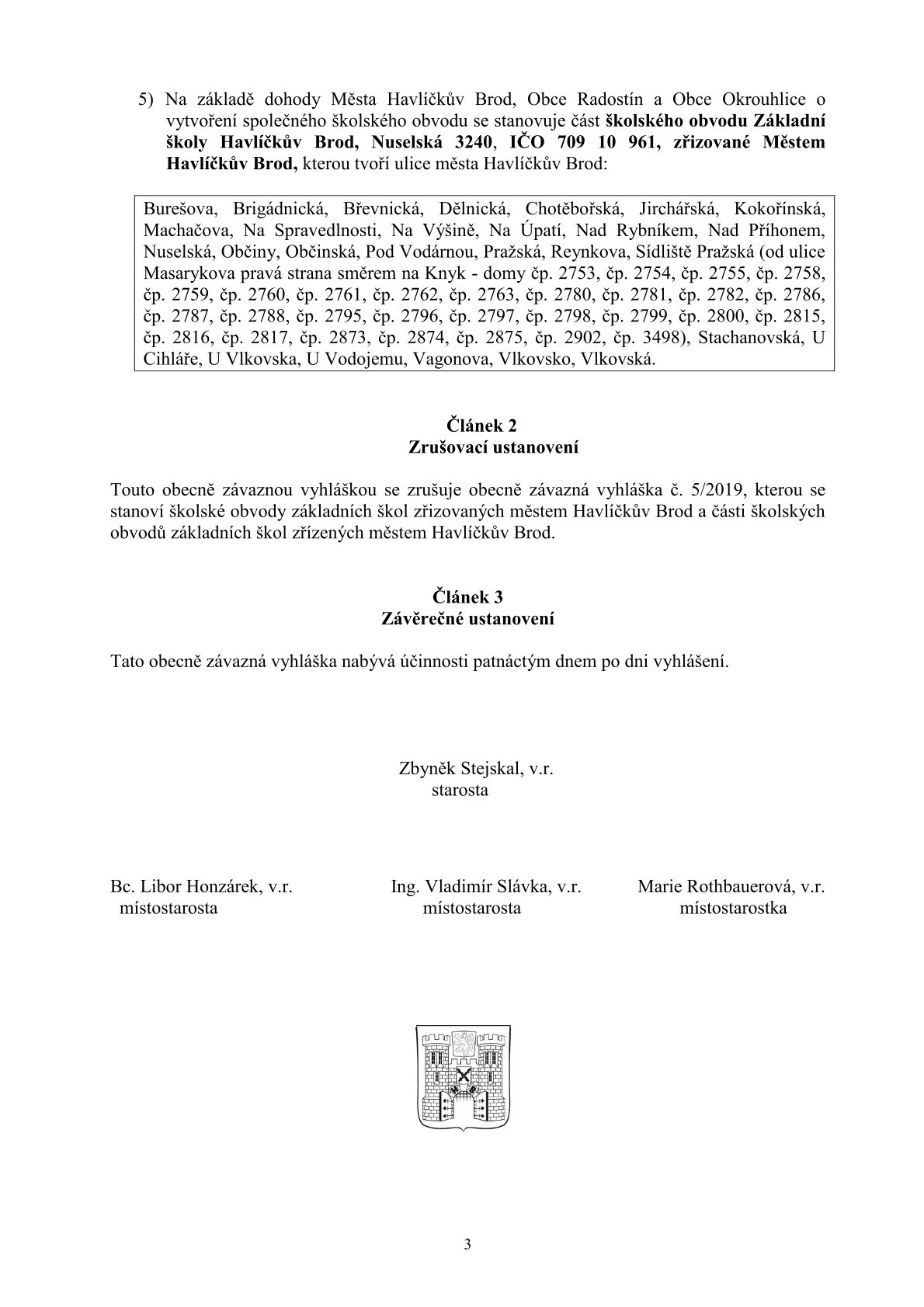 Seznam školských obvodů v Havlíčkově Brodě